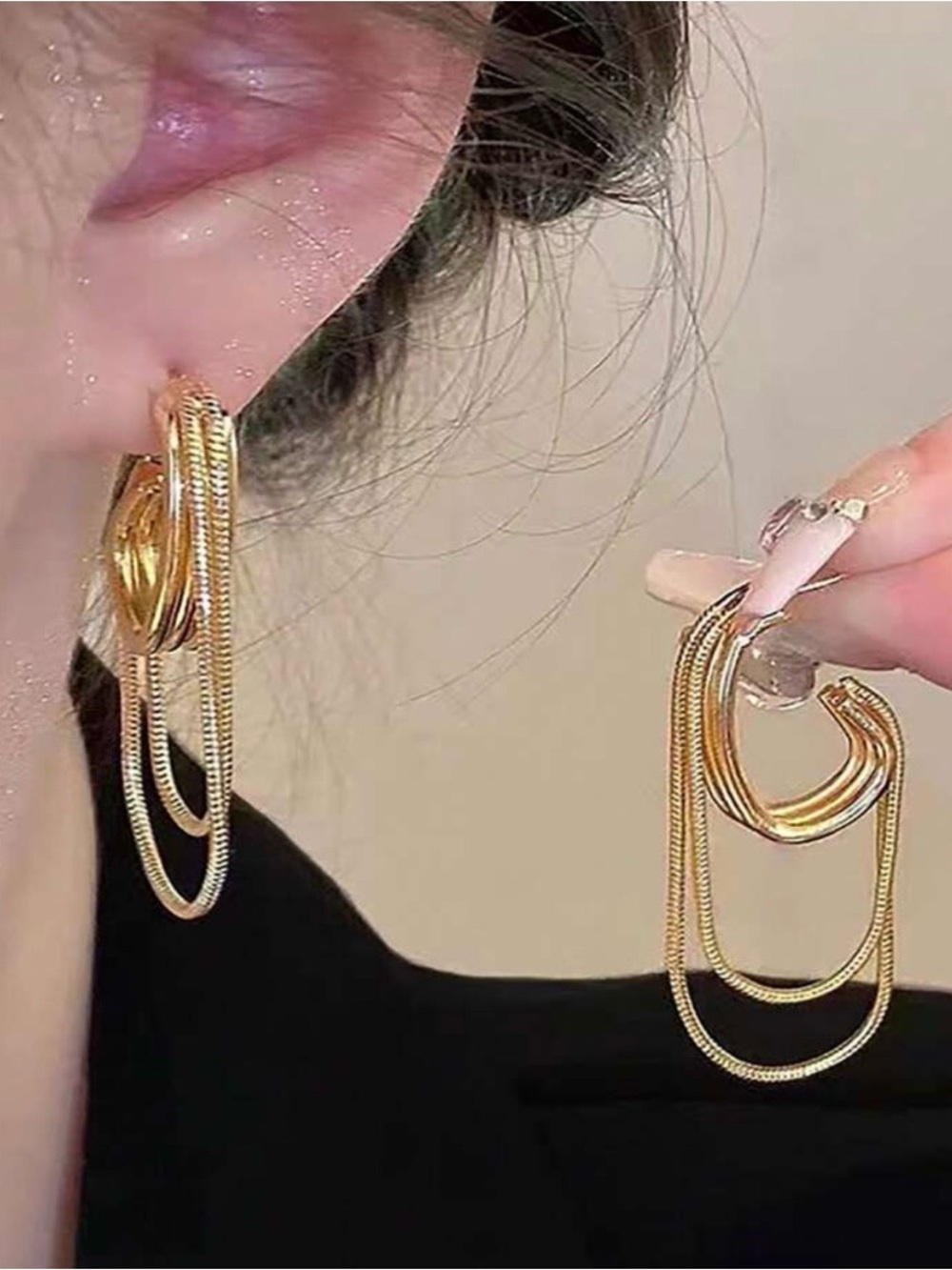 Amazon Gold Dangle Minimalist Hoop Earrings
